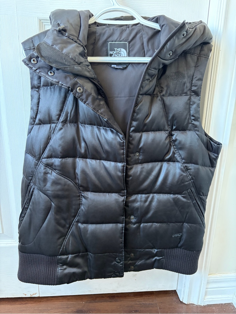 The North Face Black Quilted vest with Logo Patch